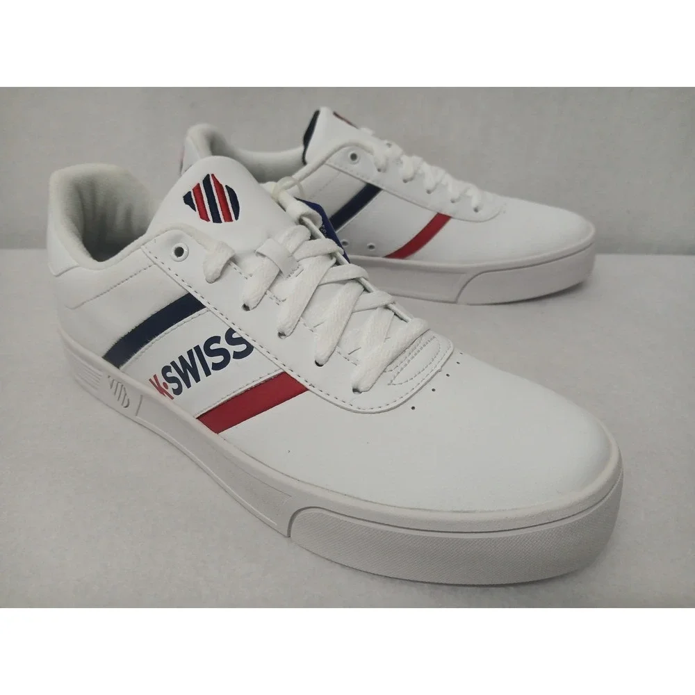 K-Swiss‎ Men's Court Lite Spellout Tennis Shoes 06147-113-M White Navy Red Sz 10